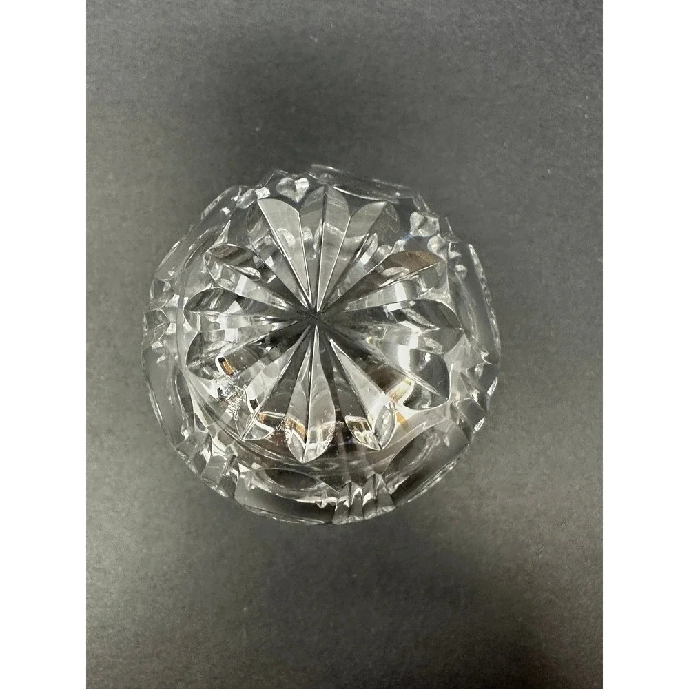 Vintage Cut Crystal Thistle Bud Vase Clear Glass Starburst Base 3.25 Inch